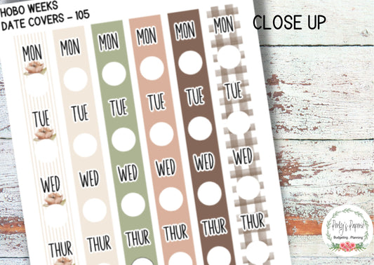 Hobonichi Weeks Date Cover Planner Stickers Kit 105, Coffee and Journaling Weekly Planning, Date Strips, Anytime, Colorful and Patterned