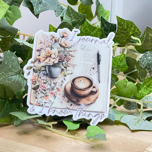 I Journal and I Know Things Die Cut Sticker, Meme Sticker, Funny Sticker, Planner Set Up Sticker , Happy Sticker