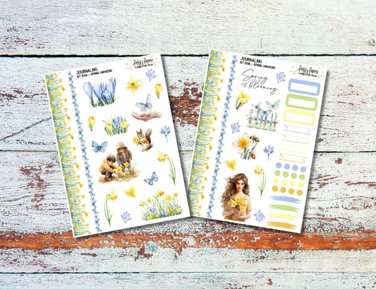 Spring Awkens Journaling Sticker Kit 158 Daffodils and Crocus Flowers, Planner Stickers for Journaling, Bujo, Planning and Junk Journaling
