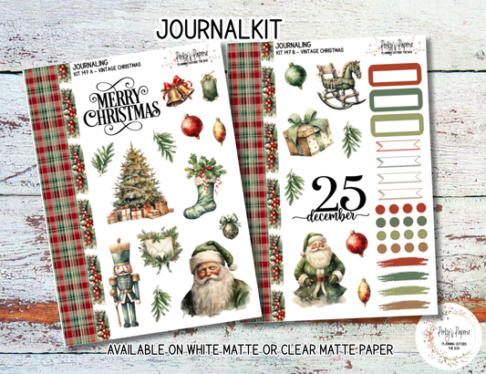 Vintage Santa Christmas Journaling Stickers Kit 147 | Planner Stickers for Planners, Journals, Junk Journals and Scrapbooking