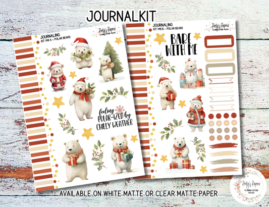 Polar Bear Christmas Sticker Kit 148 | Cozy Winter Planner Stickers | Cute Holiday Polar Bears | Decorative Journal Stickers for Any Planner
