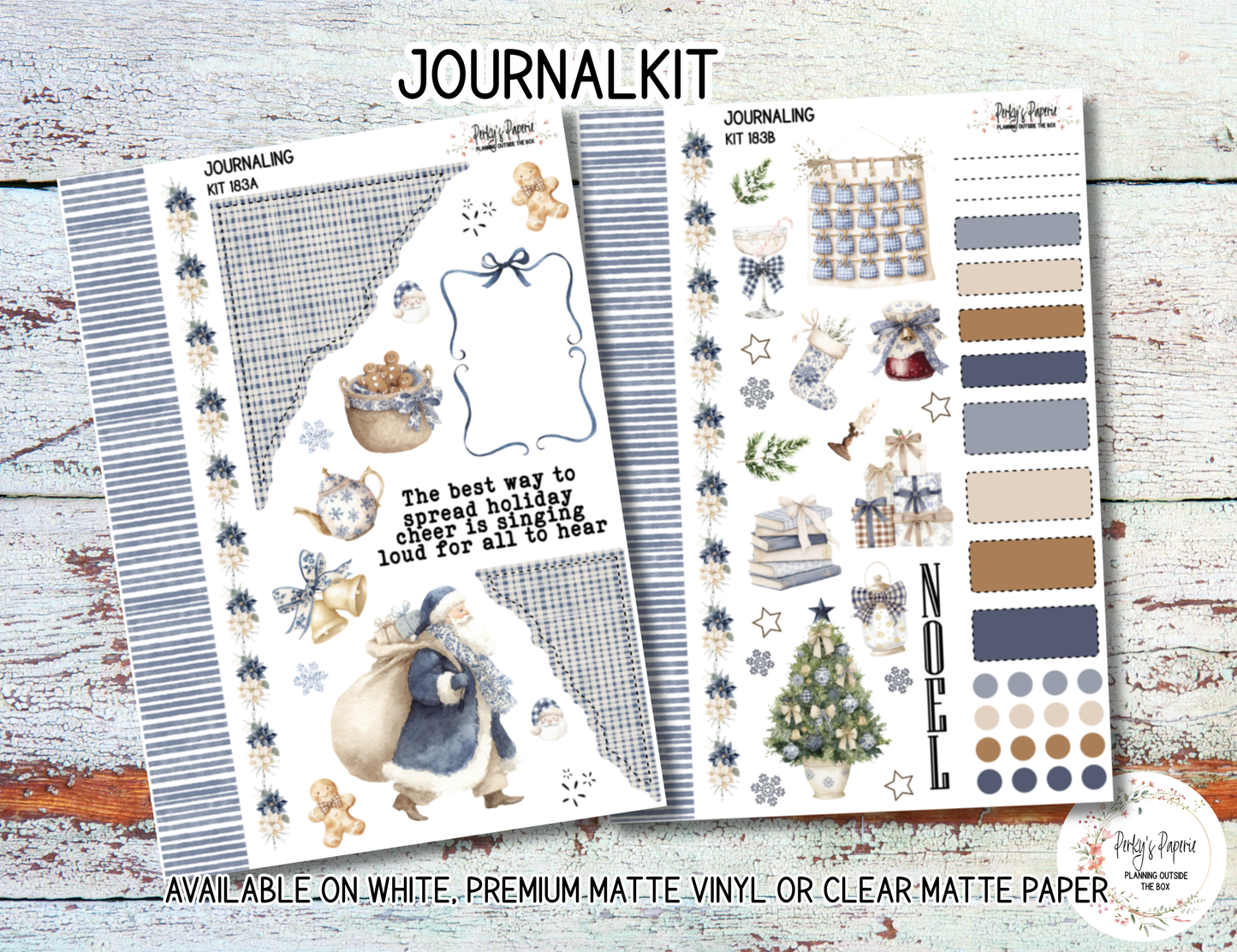 Blue Noel Christmas Planner Sticker Kit 183 | Cozy Winter Santa Stickers for Journaling, Planning & Scrapbooking