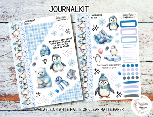 Winter Penguin Sticker Kit #110 | Journaling & Planner Stickers | Cute Arctic Animal Stickers for Scrapbooks, Journals, and Winter Planning