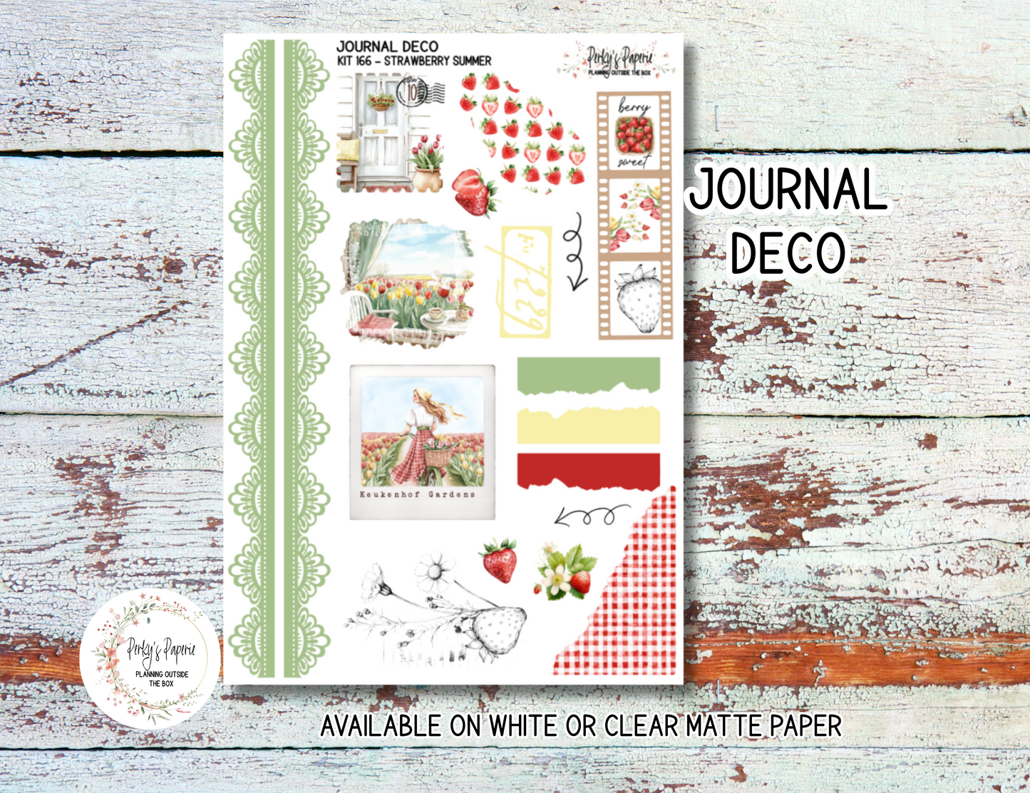 Strawberry Summer Sticker Sheets # 166 – Cute & Aesthetic Planner Stickers