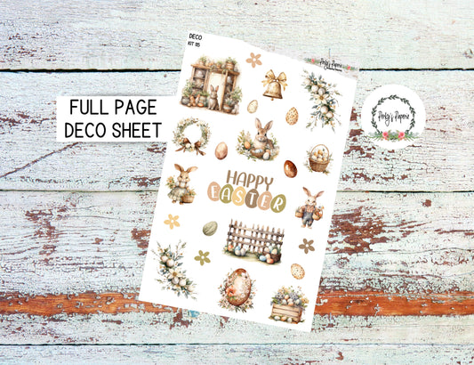 Rustic Easter Full Sheet Deco Stickers - Kit #115  Vintage Easter and Spring Planner Stickers For All Planner Types