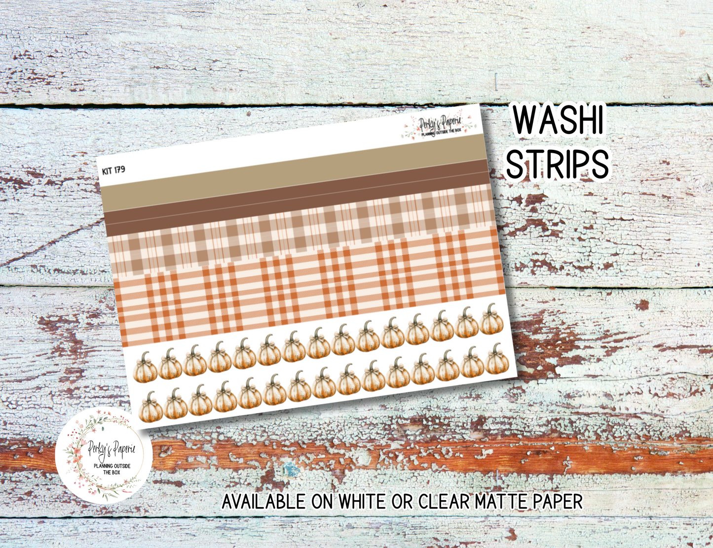 Fall Harvest in Plaid # 179 – Autumn Feels in Orange, Browns and Plaid Planner Stickers Micro Kit