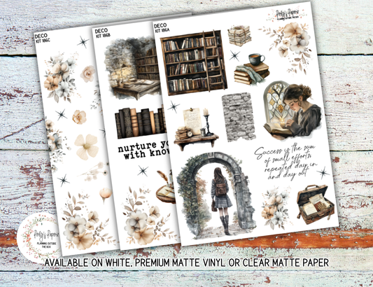 Bookbound Dreams Stickers Kit 186 | Dark Academia Planner Stickers | Vintage Library Journal Kit | Book Lover Aesthetic by Perky’s Paperie
