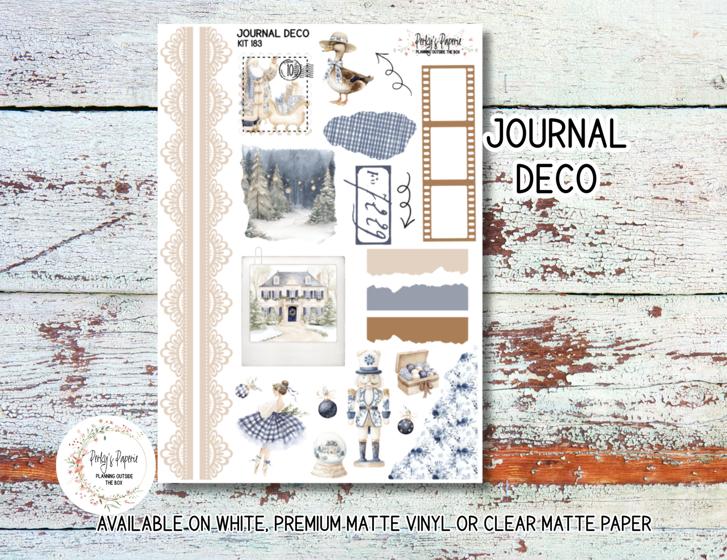 Blue Noel Christmas Planner Sticker Kit 183 | Cozy Winter Santa Stickers for Journaling, Planning & Scrapbooking