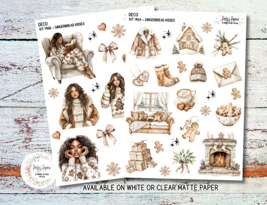 Gingerbread Kisses Christmas Planner Sticker Kit 146 | Cozy Winter Journal Stickers | Holiday Deco & Journaling Kit for Creative Paper Planners and Junk Journals