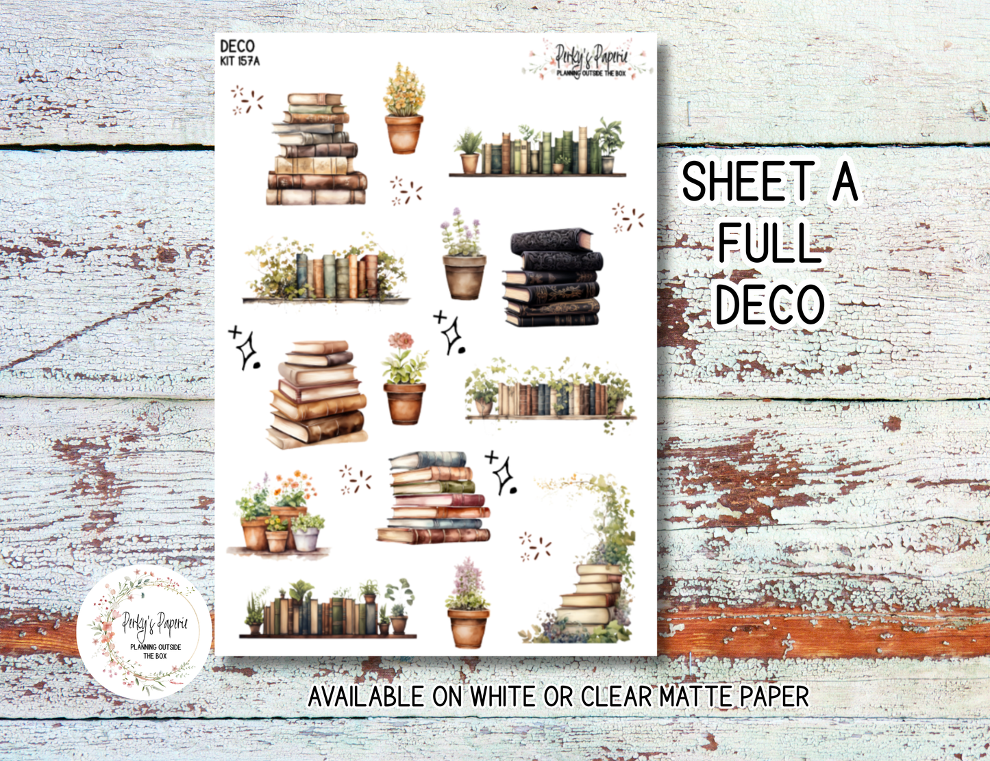 Happy Place Bookish Journaling Sticker Kit 157 | Cozy Reading Planner Stickers | Book Journal Stickers | Junk Journal & Bujo Supplies | White or Clear Matte