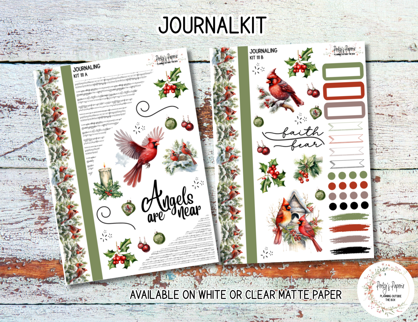 Red Winter Cardinal Journaling Sticker Kit 111 | Faith Based Winter Journal Stickers for Planners, Junk Journals, Scrapbooking & Creative Planning
