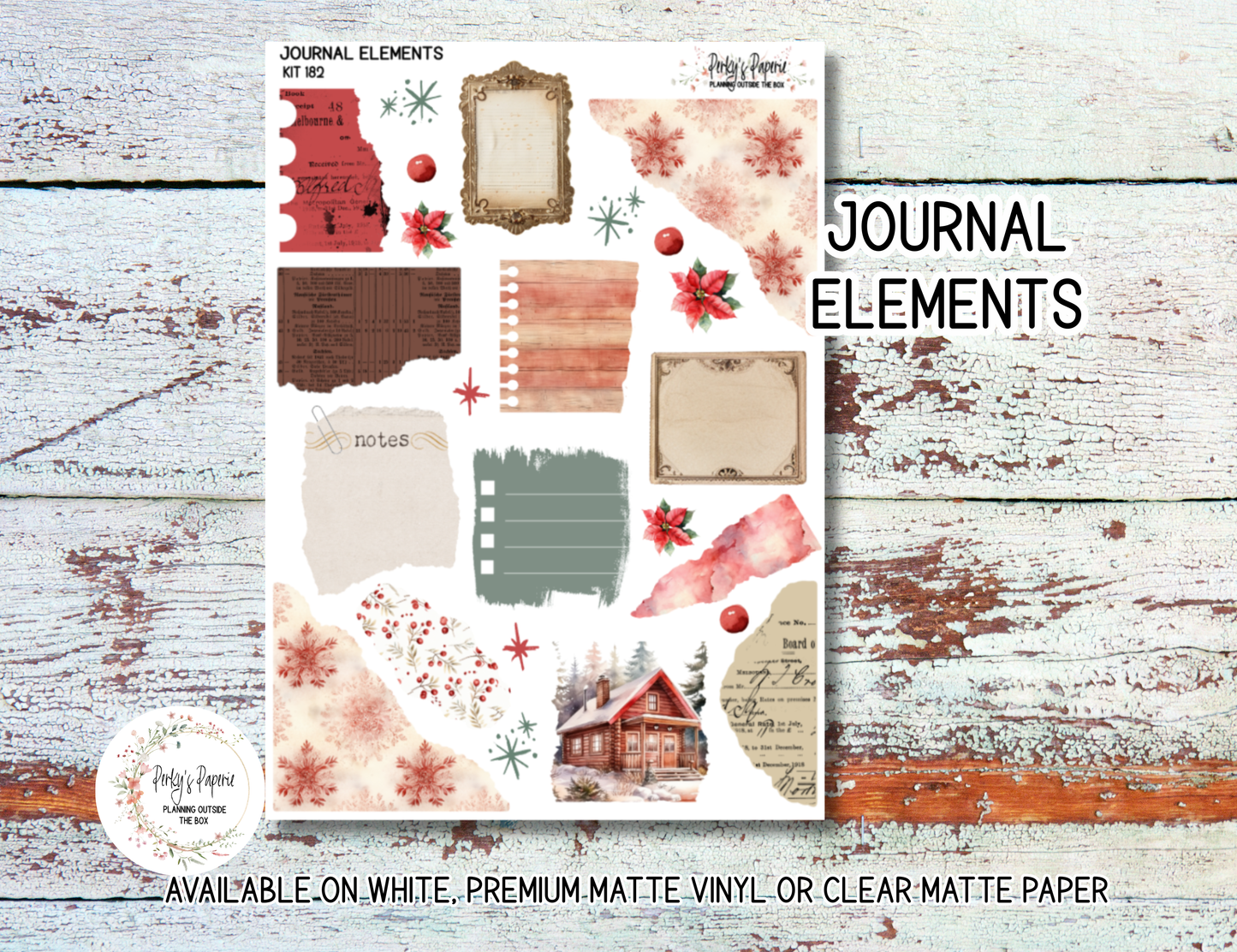 Holiday Magic Christmas Planner Stickers | Cozy Winter Journal Stickers Kit 182 | Poinsettia & Fireplace Deco Sticker Kit for Journaling, Scrapbooking & Planners