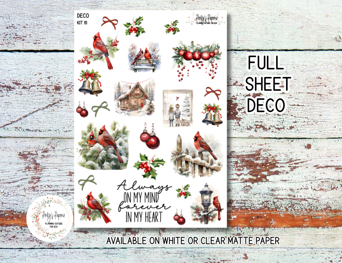Red Winter Cardinal Journaling Sticker Kit 111 | Faith Based Winter Journal Stickers for Planners, Junk Journals, Scrapbooking & Creative Planning