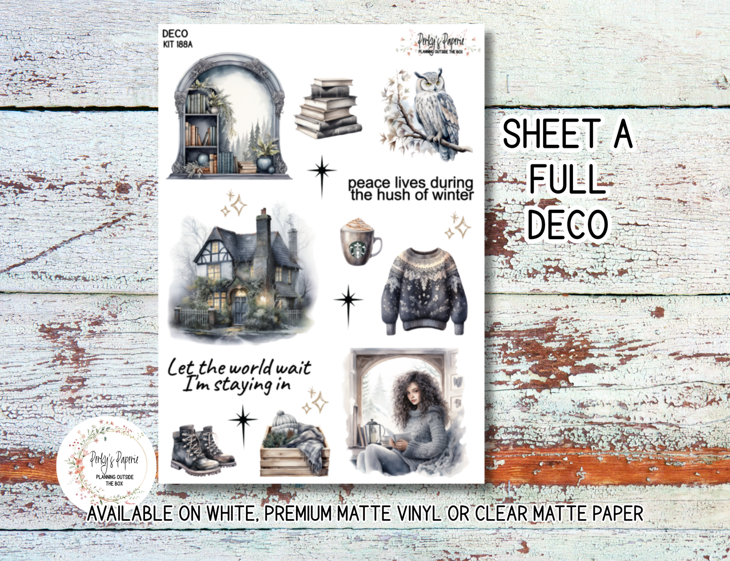 Gloomy Winter Day Planner Sticker Kit 188, Neutral Theme for Journaling, Cozy Planner Decor, Matte & Clear Vinyl Stickers