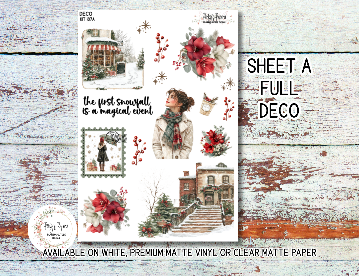 First Snowfall in the City Winter Journaling Sticker Kit 187 | Cozy Winter Planner Stickers | Snowy Town Sticker Sheet for Journals & Planners