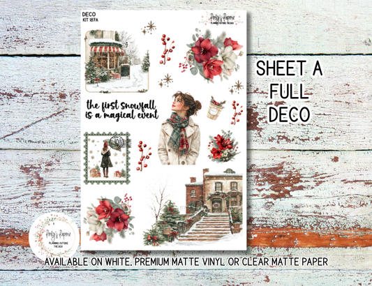 First Snowfall in the City Winter Journaling Sticker Kit 187 | Cozy Winter Planner Stickers | Snowy Town Sticker Sheet for Journals & Planners