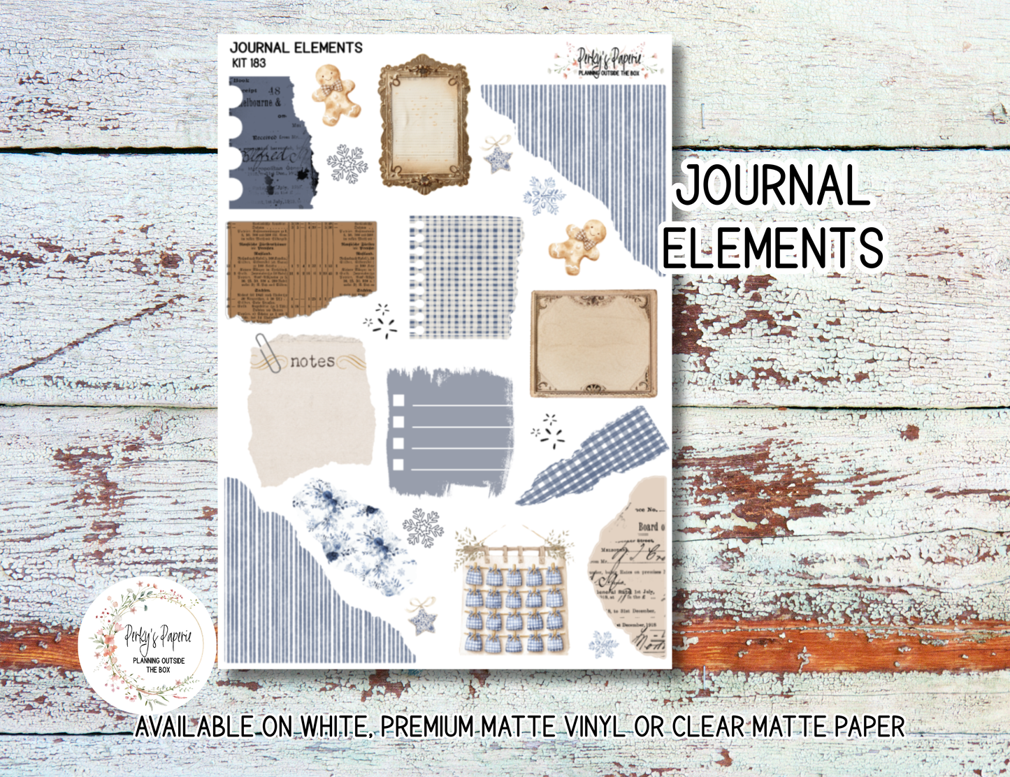 Blue Noel Christmas Planner Sticker Kit 183 | Cozy Winter Santa Stickers for Journaling, Planning & Scrapbooking