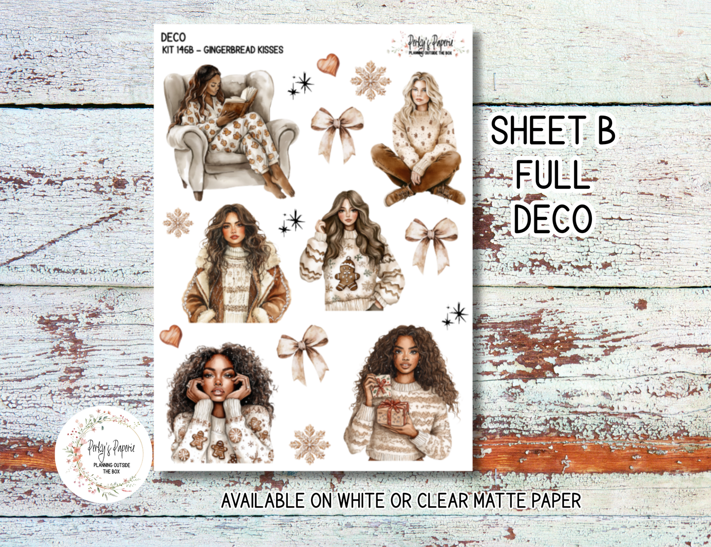 Gingerbread Kisses Christmas Planner Sticker Kit 146 | Cozy Winter Journal Stickers | Holiday Deco & Journaling Kit for Creative Paper Planners and Junk Journals