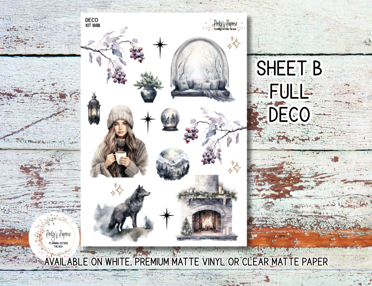 Gloomy Winter Day Planner Sticker Kit 188, Neutral Theme for Journaling, Cozy Planner Decor, Matte & Clear Vinyl Stickers