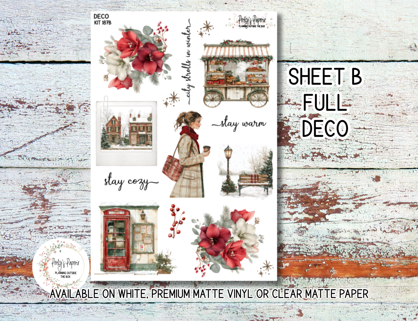 First Snowfall in the City Winter Journaling Sticker Kit 187 | Cozy Winter Planner Stickers | Snowy Town Sticker Sheet for Journals & Planners