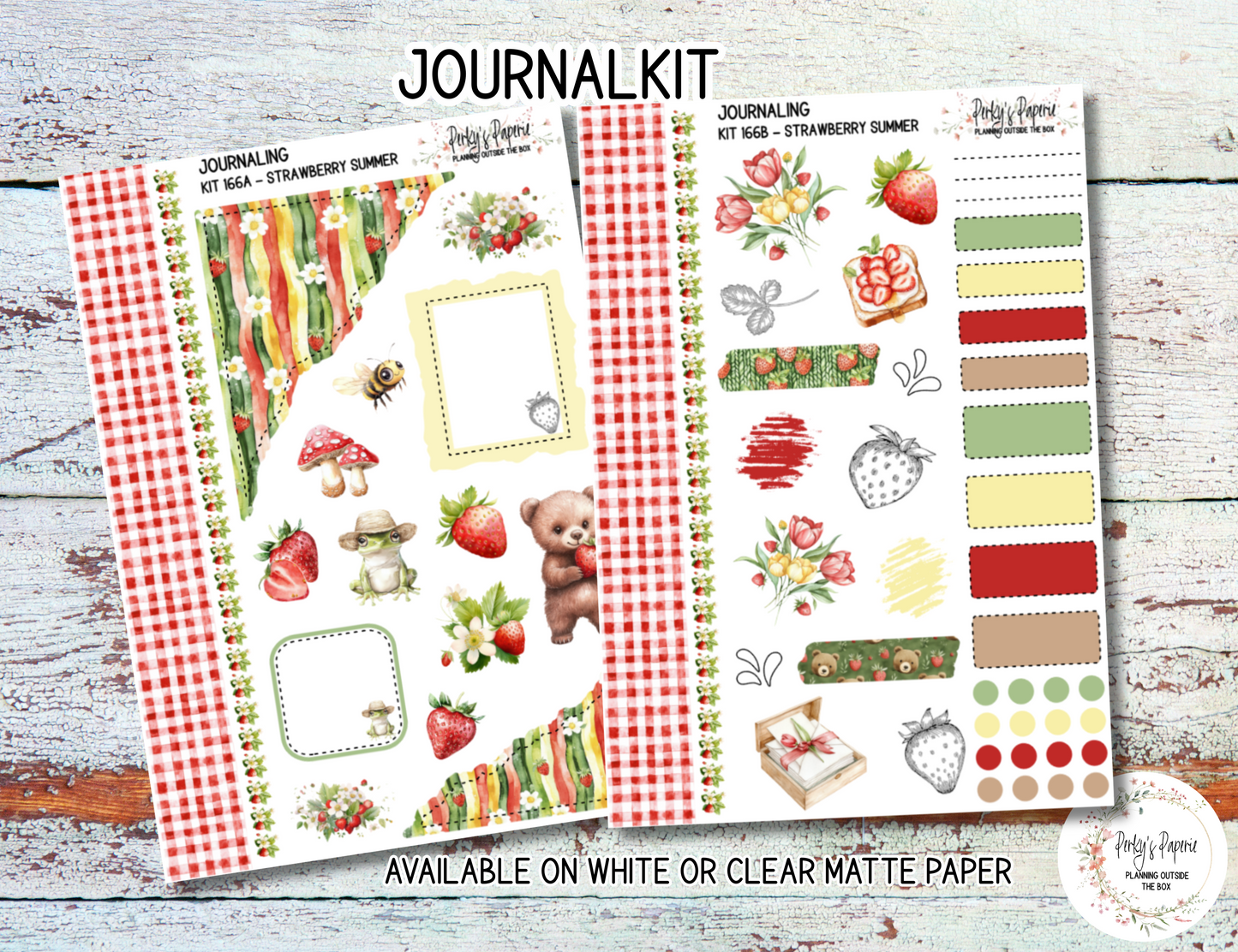 Strawberry Summer Sticker Sheets # 166 – Cute & Aesthetic Planner Stickers
