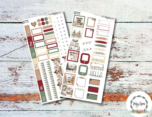Hobonichi Weeks Planner Sticker Kit – Winter Ski Lodge Theme | Kit 150 | Matte Sticker Sheets for Memory & Appointment Planning