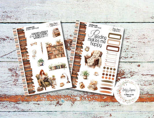 Bookish Journaling Sticker Kit 157 Happy Place, Planner Stickers for Journaling, Book Journal Stickers, Bujo and Junk Journaling