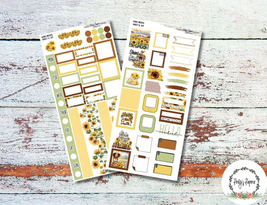 Hobonichi Weeks Planner Sticker Kit 137- Weekly Planning Sunflowers for Fall and Autumn Planning