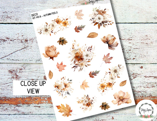 Full Sheet Deco Planner Stickers Kit 143B- Autumn Feels, EC, HP, Hobonichi, Makselife, Take a Note and Hemlock & Oak