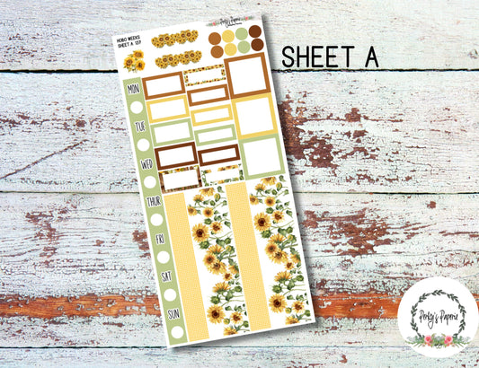 Hobonichi Weeks Planner Sticker Kit 137- Weekly Planning Sunflowers for Fall and Autumn Planning
