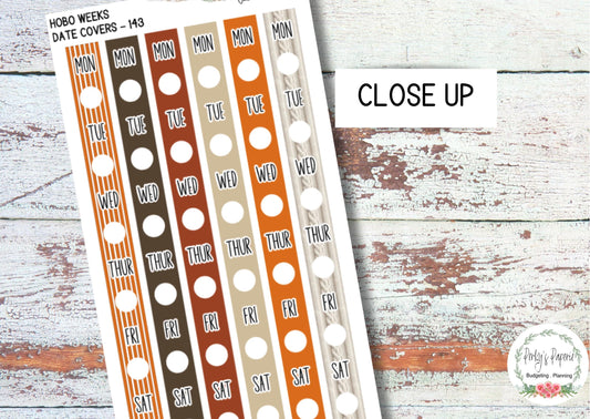 Hobonichi Weeks Date Cover Planner Stickers Kit 143, Autumn Feels Weekly Planning, Date Strips, Anytime, Colorful and Patterned