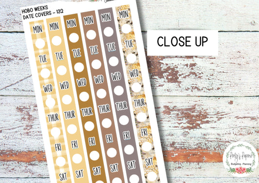 Hobonichi Weeks Date Cover Planner Stickers Kit 132, Honey Bee Fields Weekly Planning, Date Strips, Anytime, Colorful and Patterned