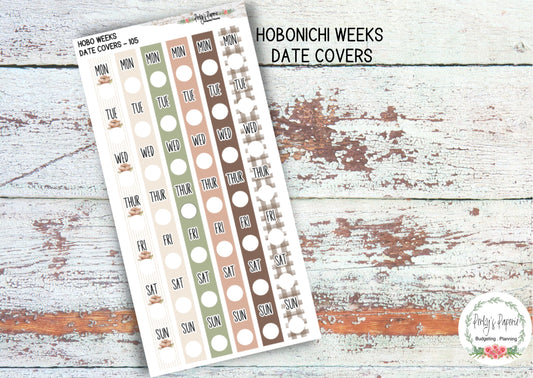 Hobonichi Weeks Date Cover Planner Stickers Kit 105, Coffee and Journaling Weekly Planning, Date Strips, Anytime, Colorful and Patterned